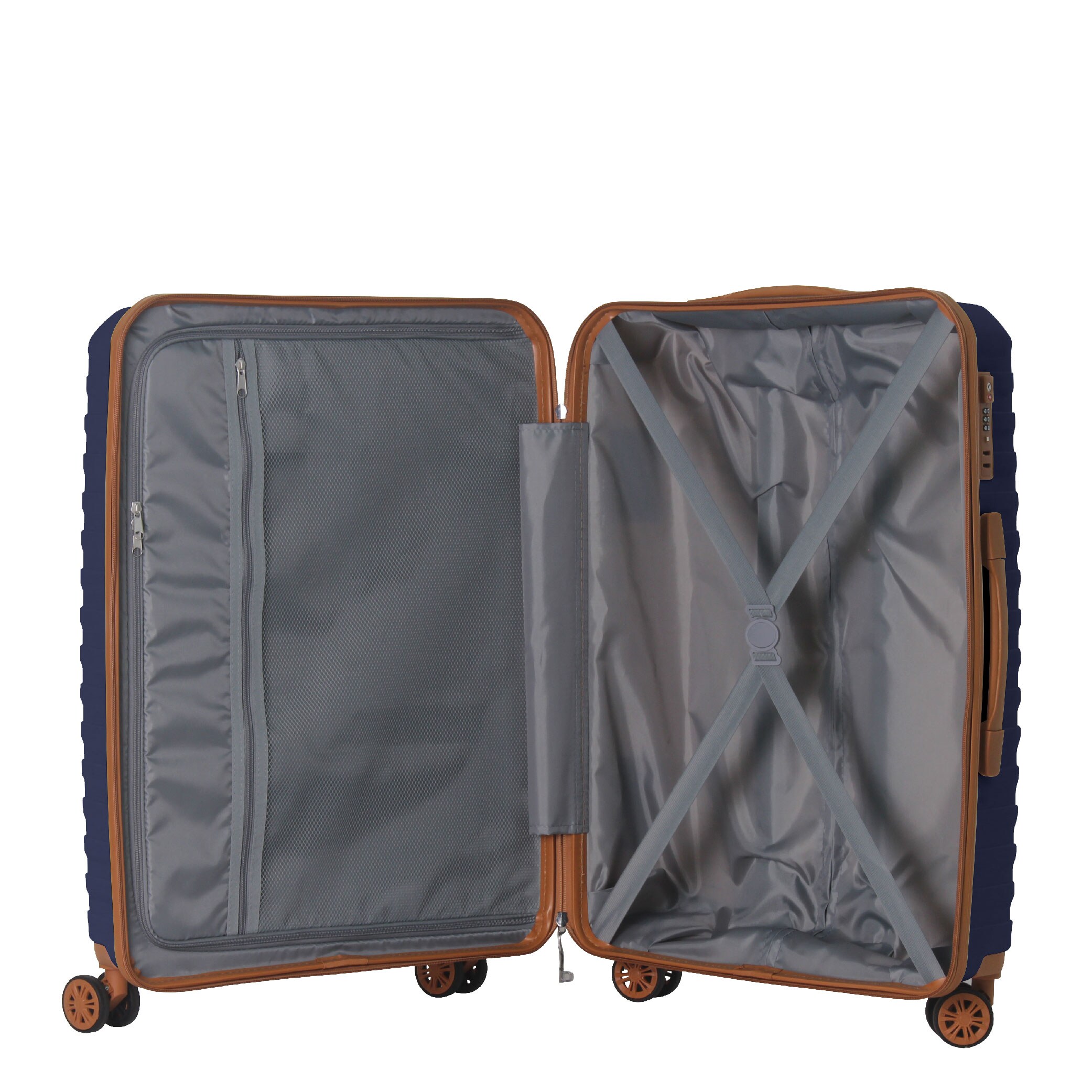 3-Piece Luggage Sets (20", 24", 28"), Suitcase With Wheels, Hardside Suitcase With Four Spinner Wheels And Scratch-Resistant Surface, Navy Blue_voghion.com